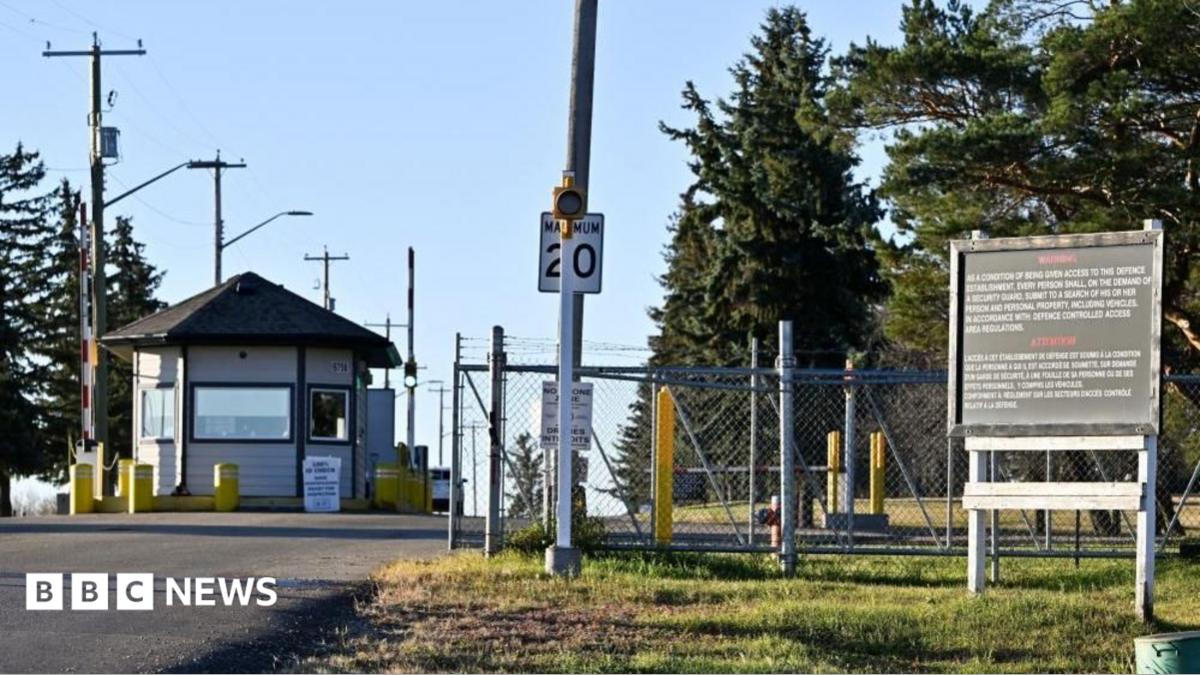 The entrance gate to Wainwright air base