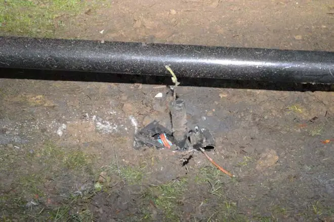 Photo issued by the Metropolitan Police of the seat of the explosion