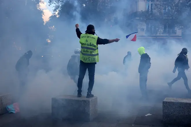 French riot police have fired tear gas at protesters