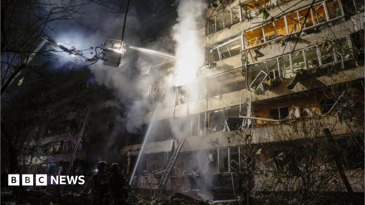 A still from a video of a data centre on fire following a Ukrainian strike, in a BBC Verify branded border.