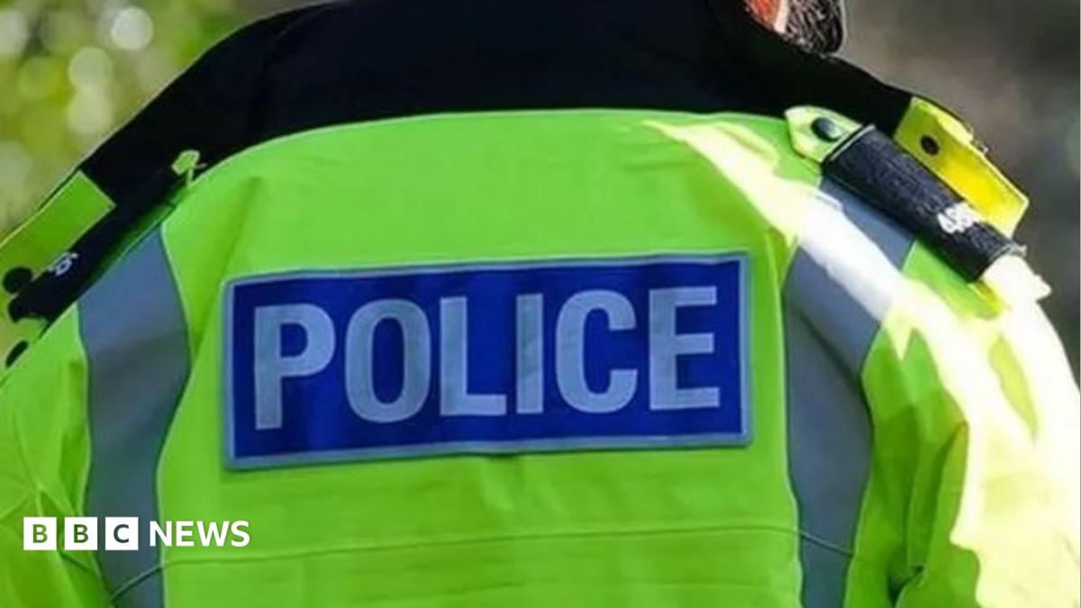 The back of  a police officer, they wear a high-vis yellow jacket that reads police on the back.