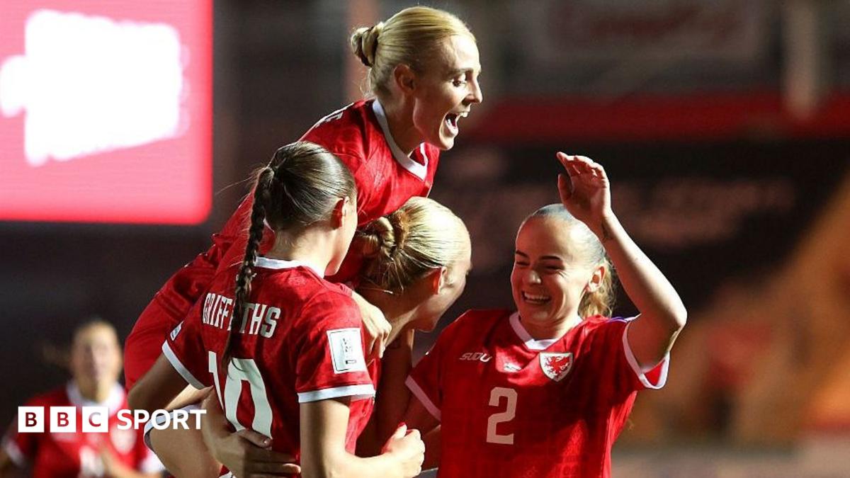 Wales players celebrate during their win over Albania