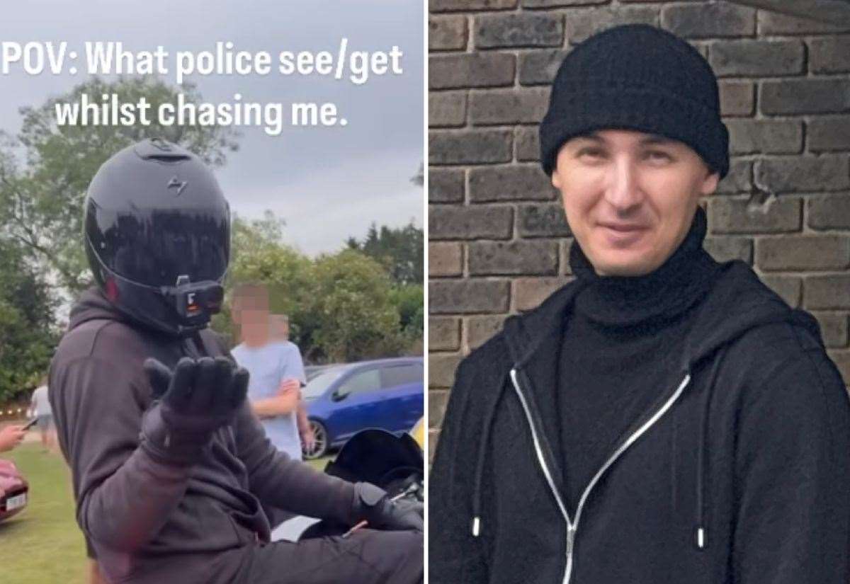 Biker who blew kisses at police hit speeds of up to 189mph in Kent, Essex and London