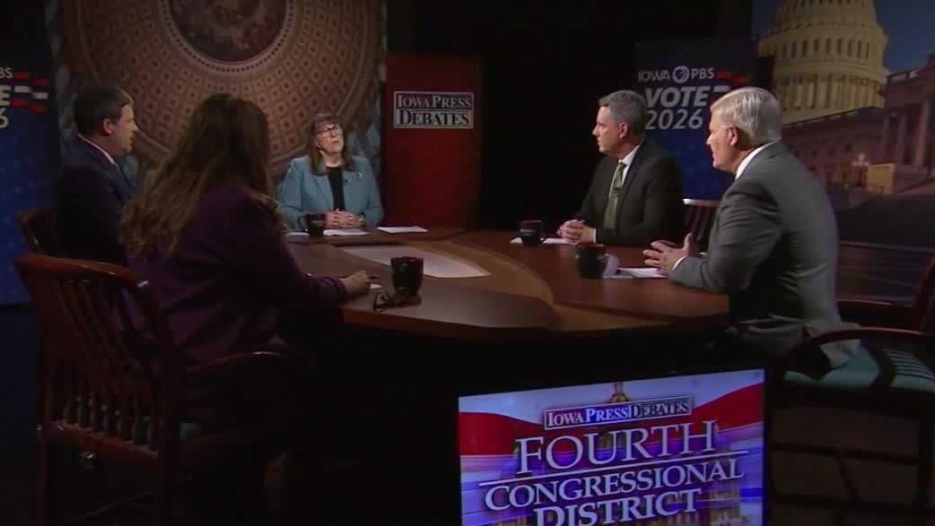 Dawson, McGowan debate Iran war, tariffs and data centers in Iowa’s 4th District race