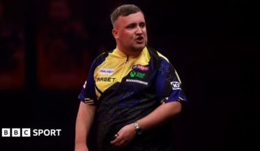 Luke Littler during a darts match