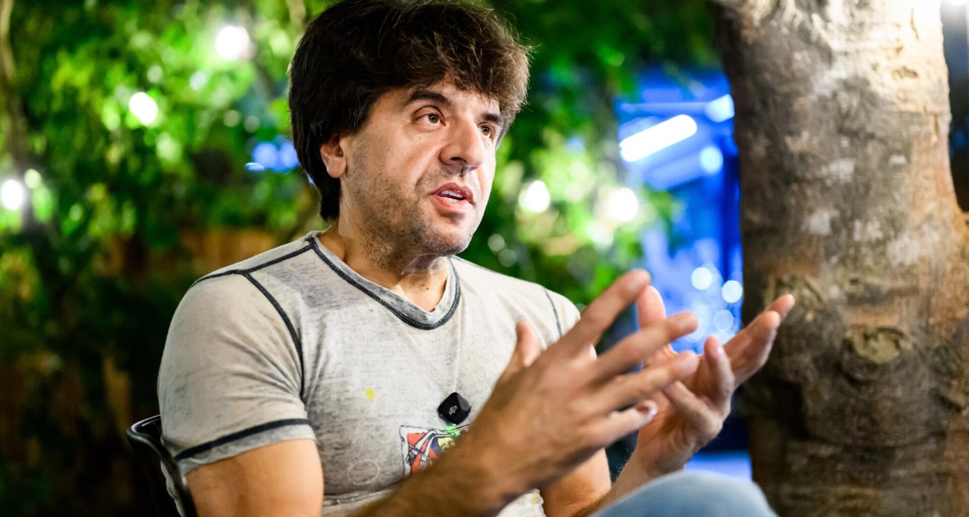 Karl Deisseroth, one of the three recipients of the 2026 Nobel Prize in medicine, answers questions at home on Monday, Oct. 5, 2026, in Stanford, Calif. (Noah Berger/AP)