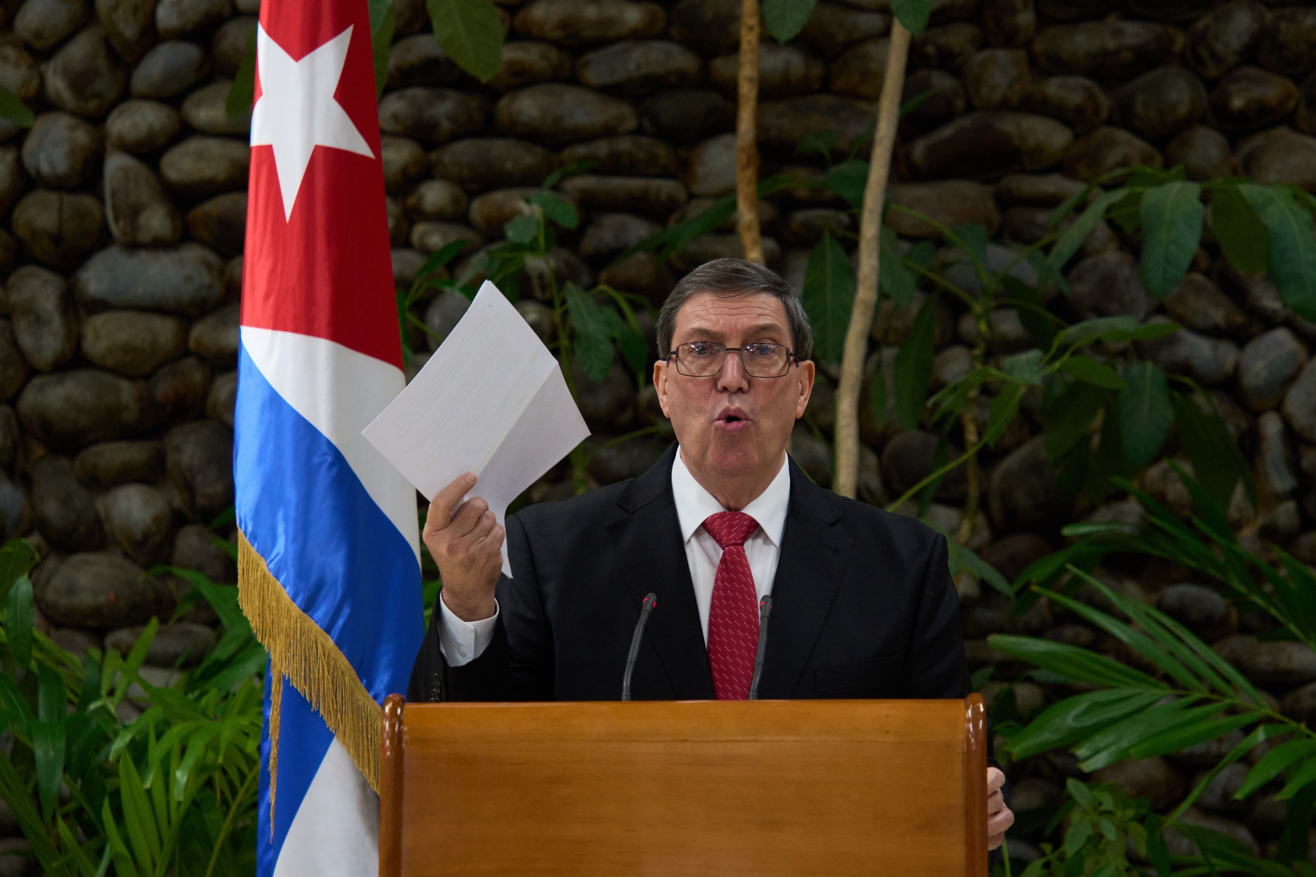 Cuban Foreign Minister Bruno Rodríguez (pictured) walked down the aisle to the head of the General Assembly and yelled to Waltz, ‘You are a liar!’