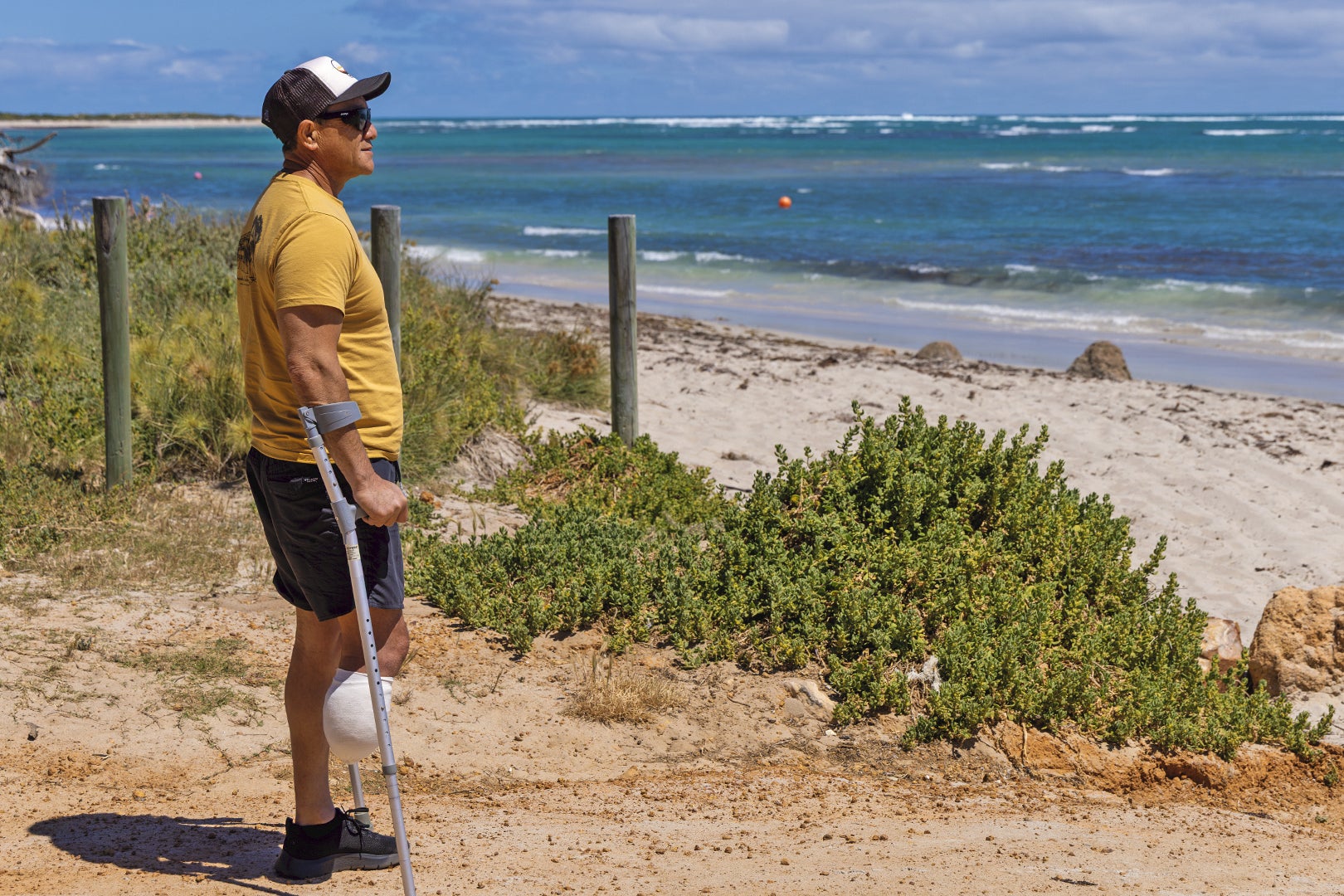 Mel Ismail looks out at Glenfield Beach near Geraldton, where the attack occurred