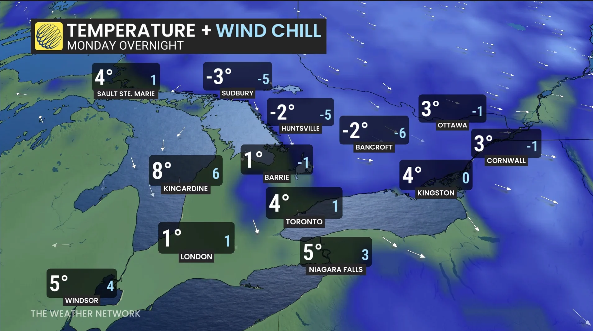 Baron - Monday overnight temperatures - Oct.5