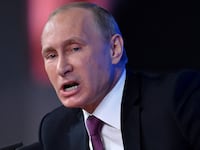 Russian President Vladimir Putin speaks during his annual press conference in Moscow