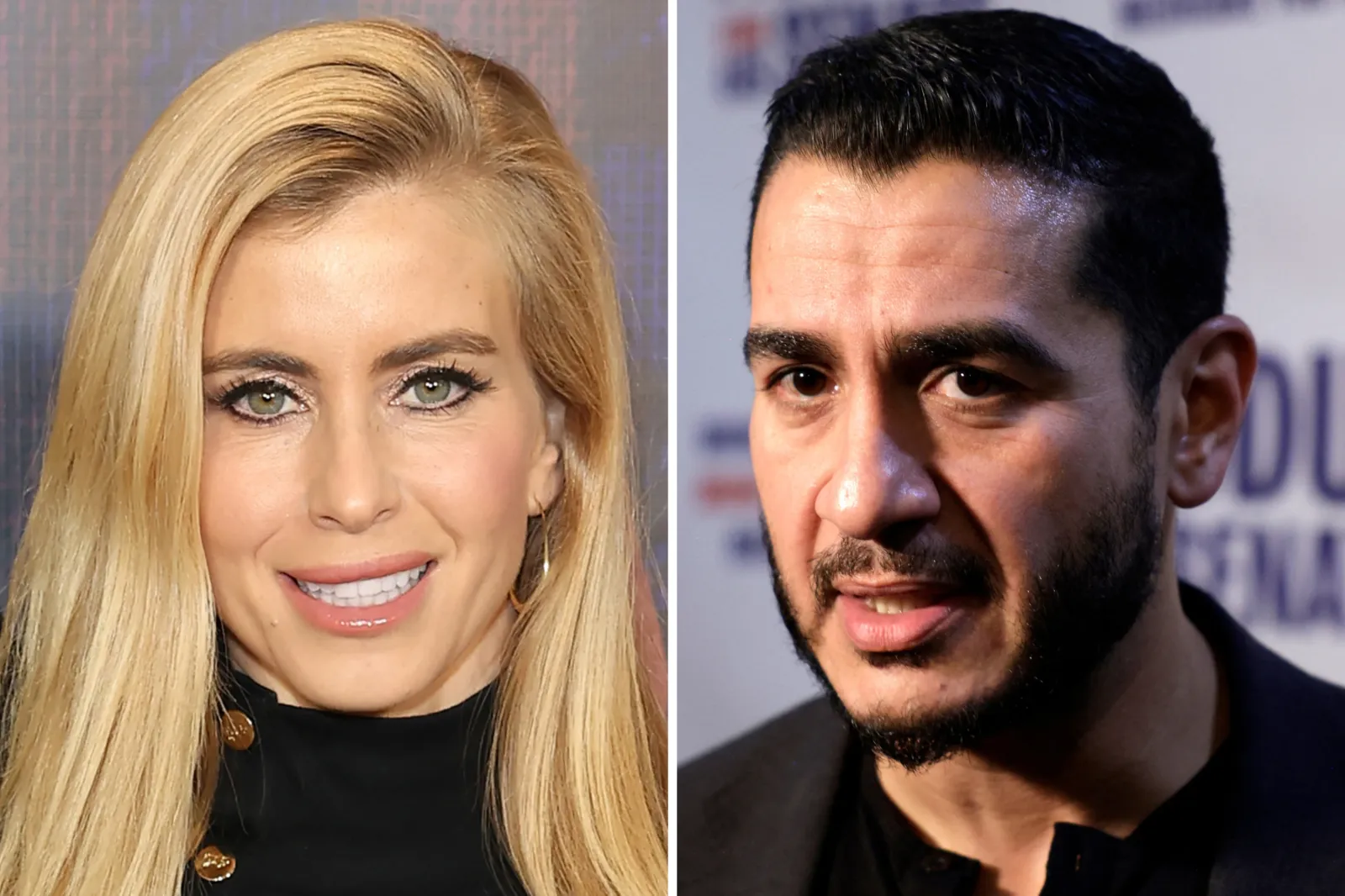 Left: Katie Zacharia attends the Nashville premiere of 'David' at AMC DINE-IN Thoroughbred 20 on December 14, 2025 in Franklin, Tennessee. Right: Abdul El-Sayed speaks with reporters after a rally at the McMorran Theater in Port Huron, Michigan on October 6, 2026.