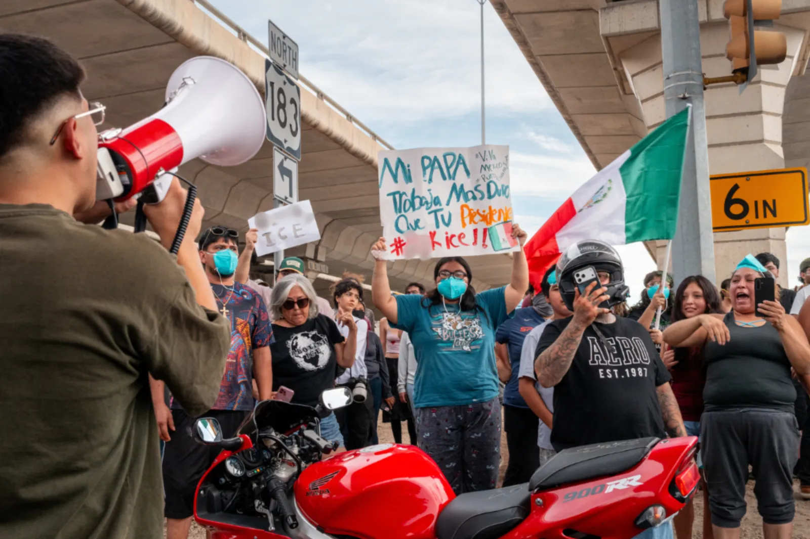 People protest against Immigration and Customs Enforcement officers on September 20, 2026 in Austin, Texas.