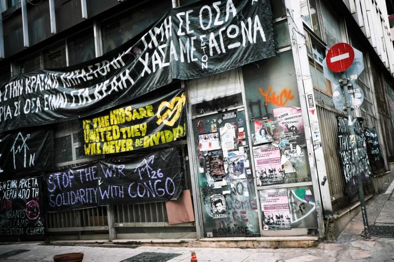 The last building in Exarchia where migrants and refugees without housing can stay