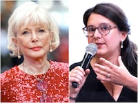 Lesley Stahl and Bari Weiss.