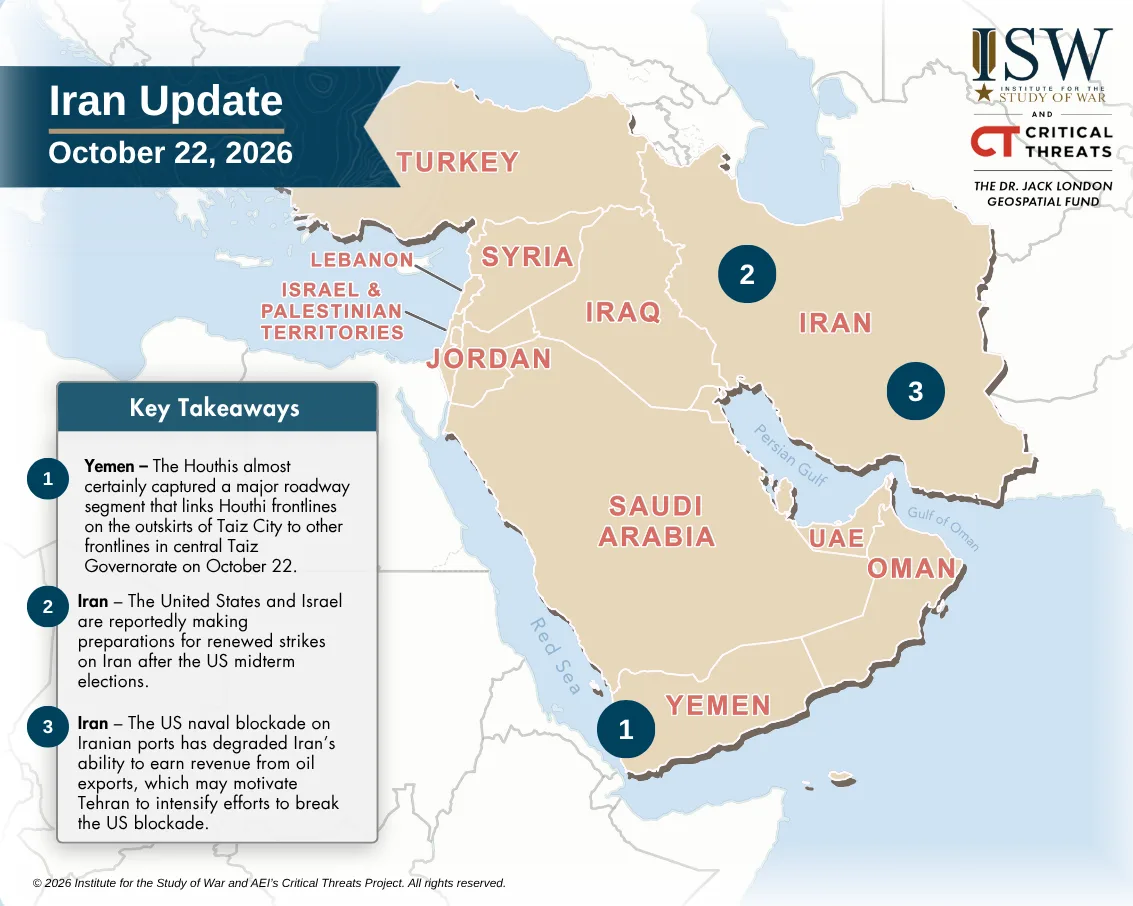 Daily Iran Update Horizontal Graphic, October 22, 2026 Daily Iran Update Horizontal Graphic, October 22, 2026