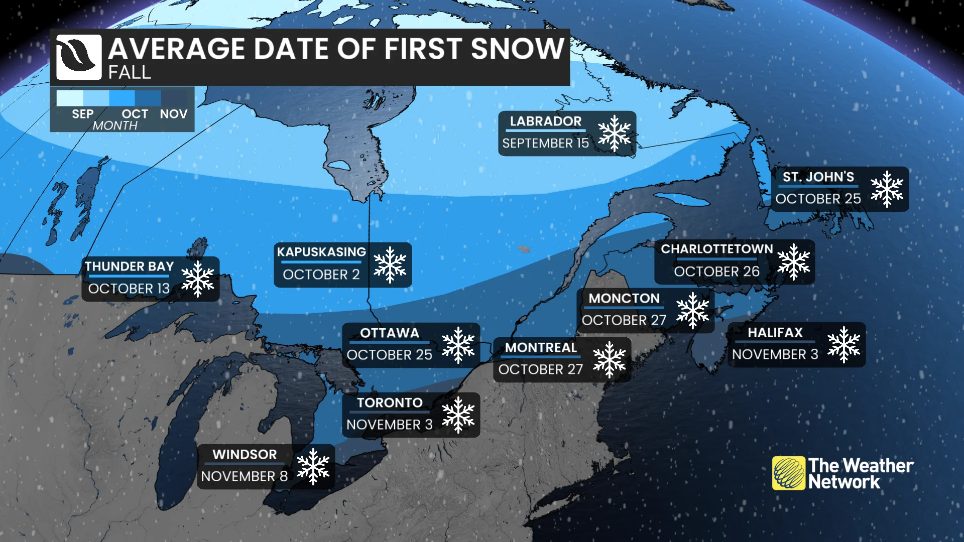 East Average Date of First Snowfall