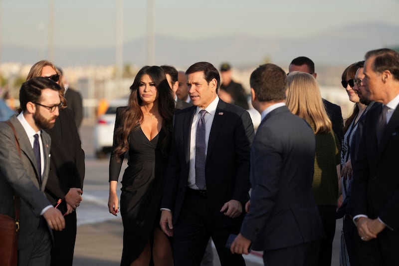 Rubio declined to discuss the allegations against Guilfoyle while in Greece with her this week.