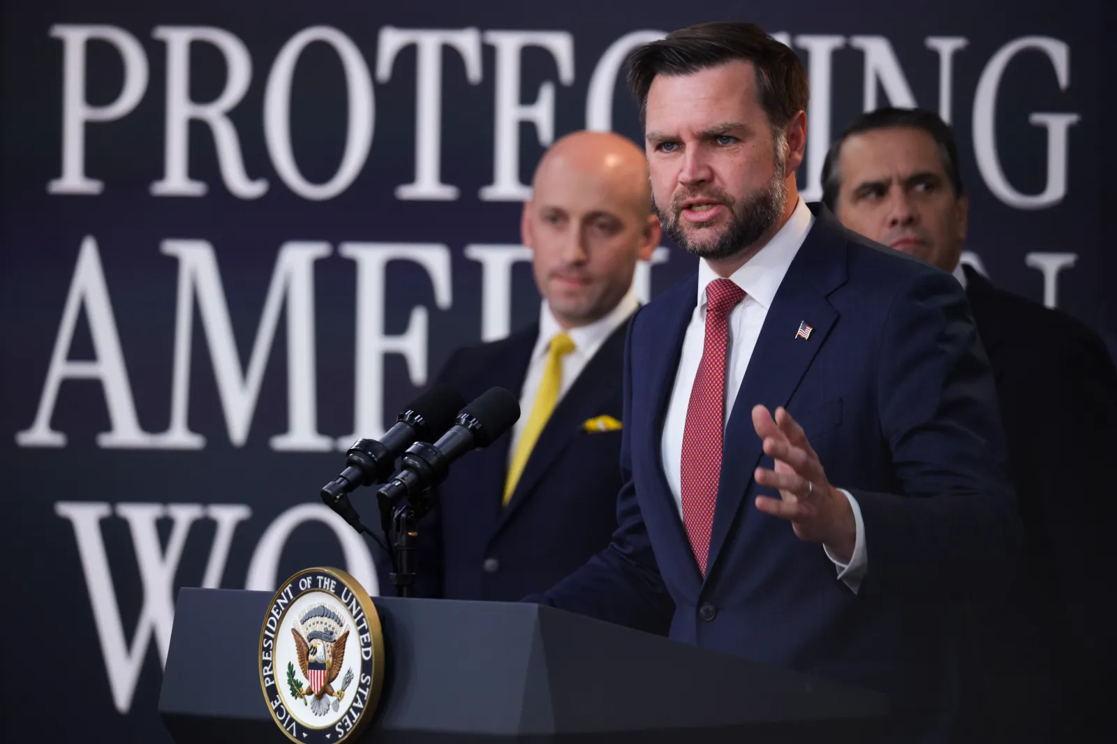 Vice President JD Vance speaks during a Fraud Task Force press conference at the White House on October 8, 2026.