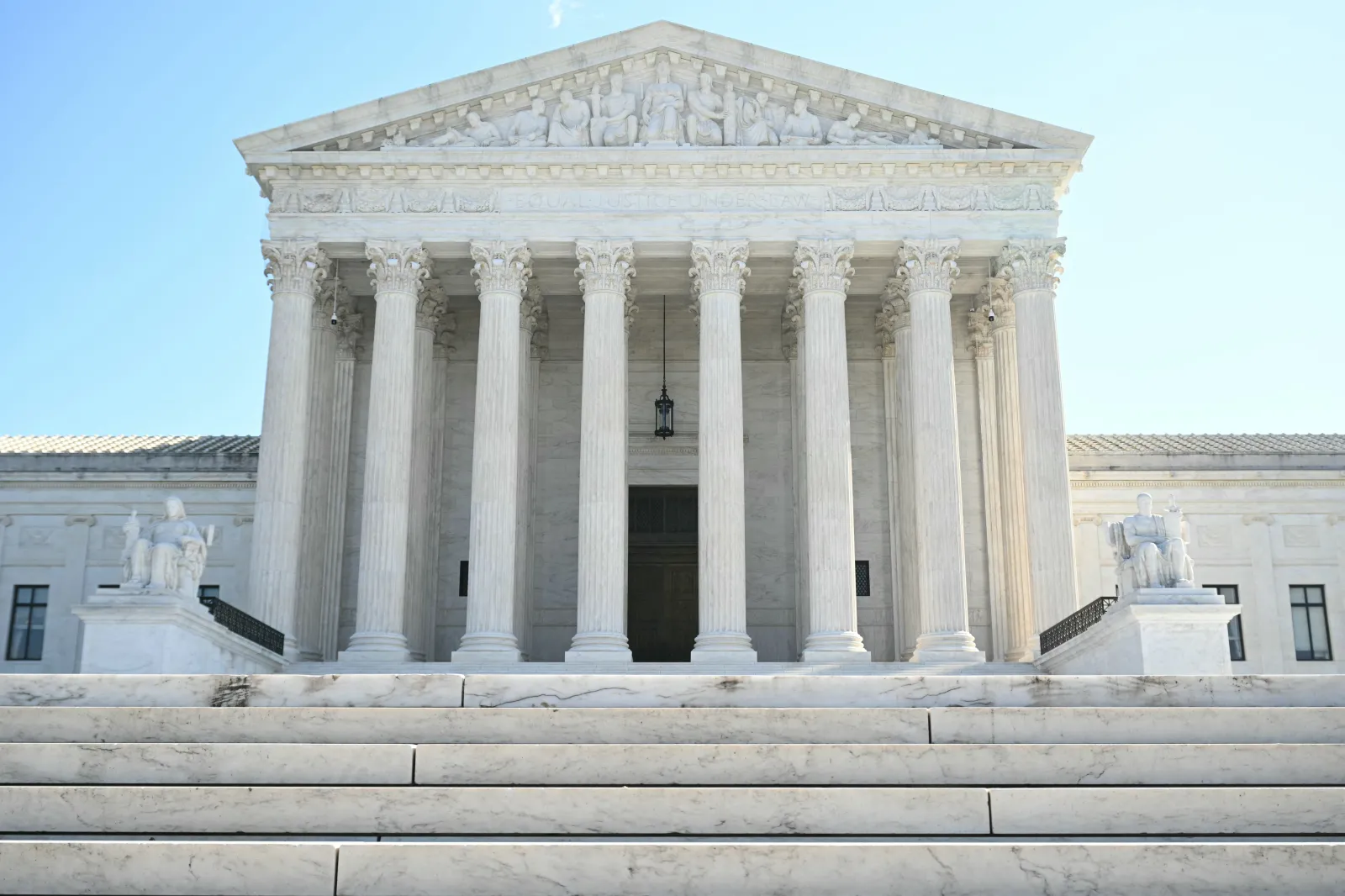 The U.S. Supreme Court is seen from the front in Washington, D.C.