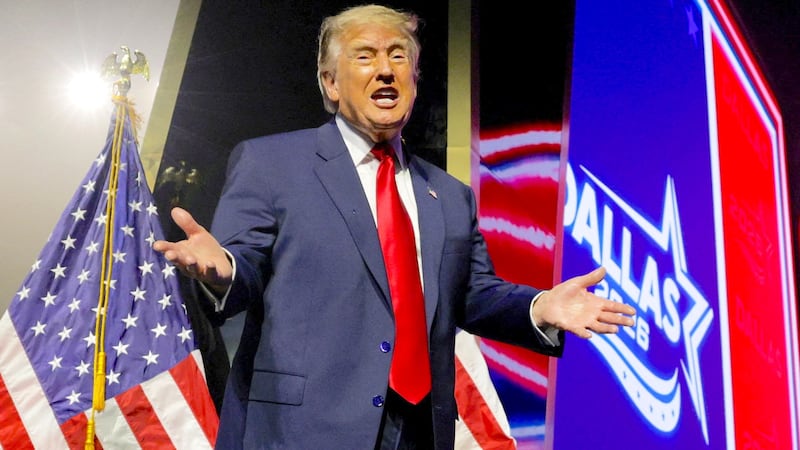 U.S. President Donald Trump reacts onstage at the Republican National Midterm Convention in Dallas, Texas, U.S., September 10, 2026.