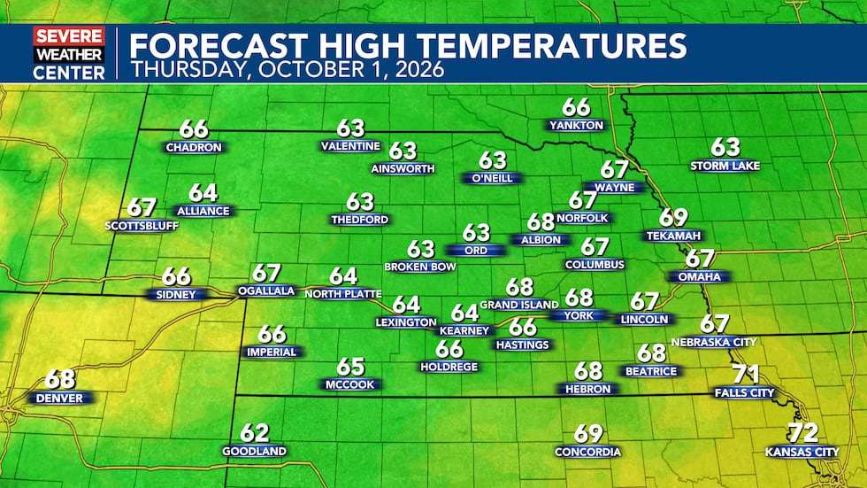Thursday, October 1st Forecast Highs