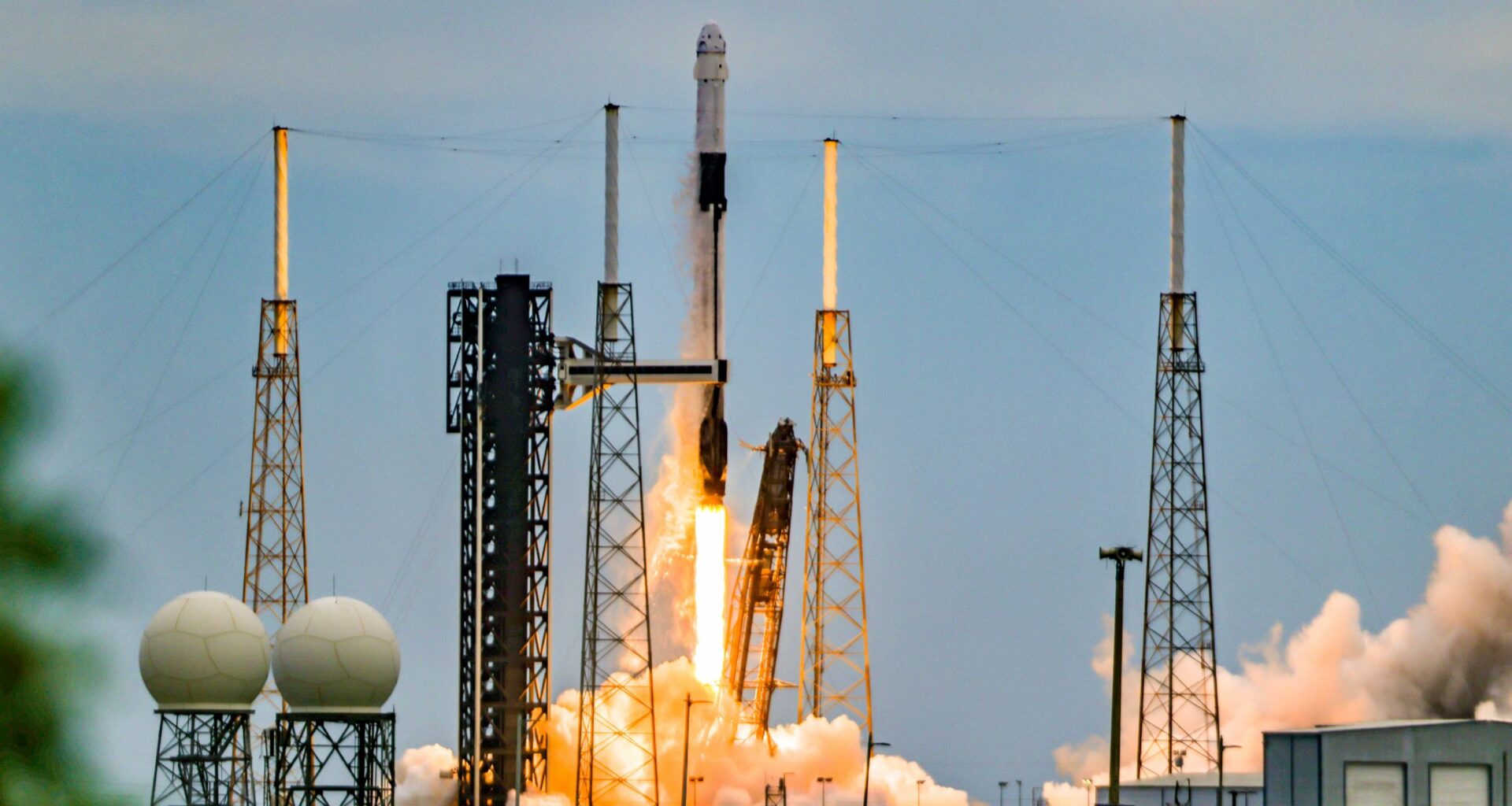 A SpaceX Falcon 9 rocket launches into space