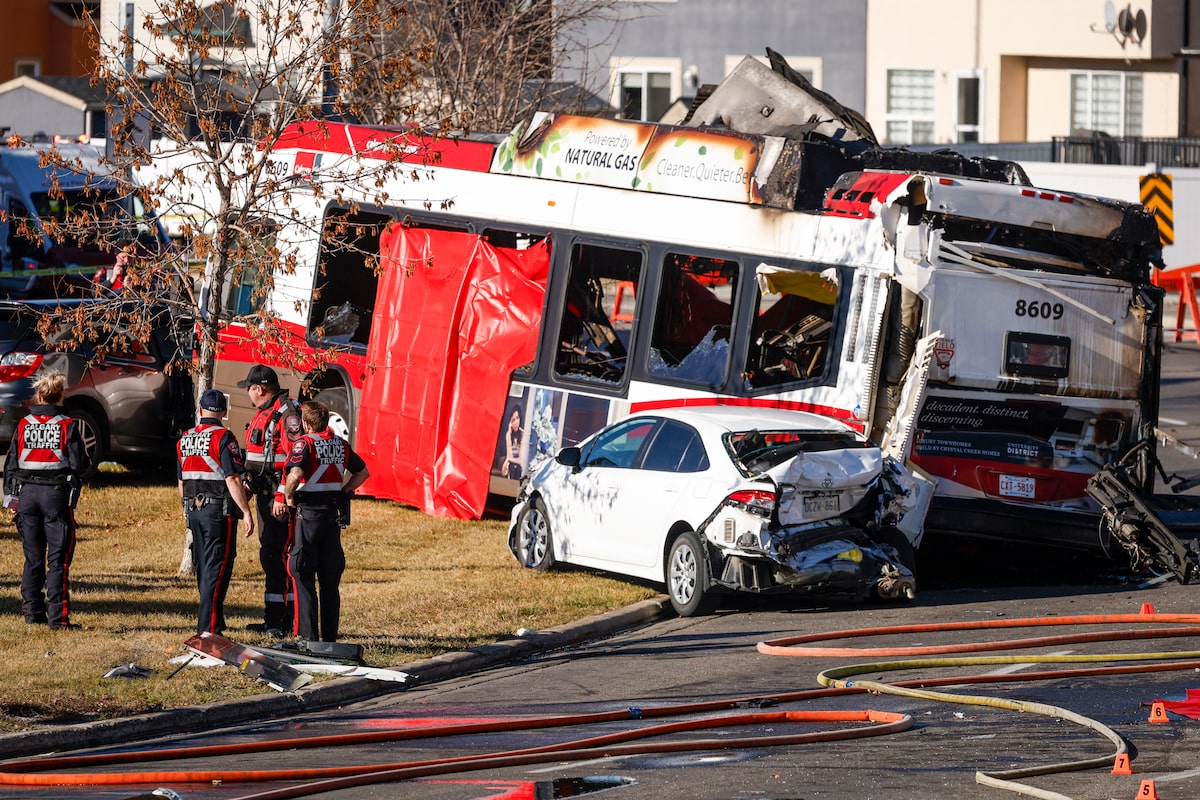 Three dead after fiery transit bus crash in Calgary