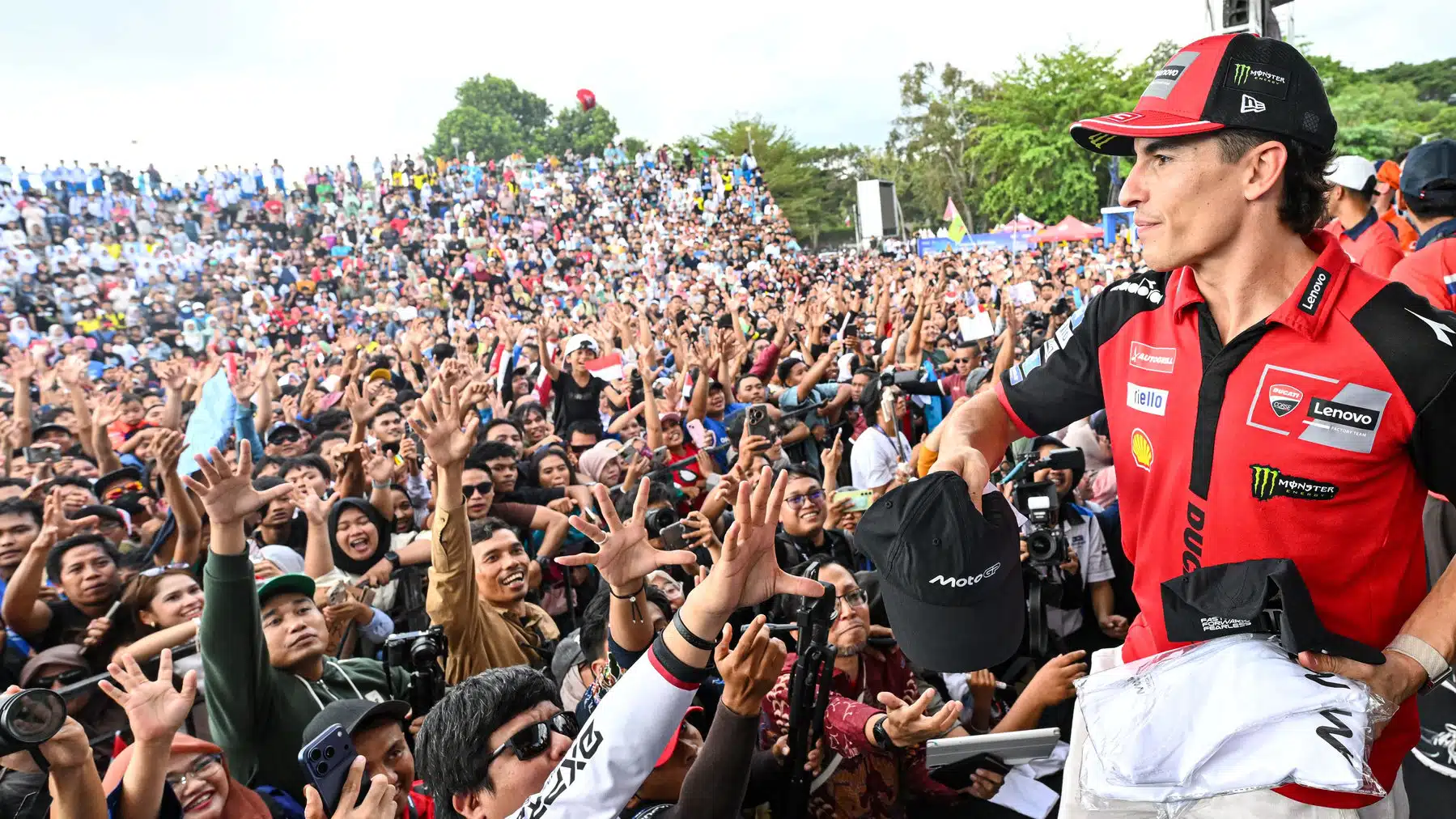 Márquez during a pre-event promo event on Lombok island