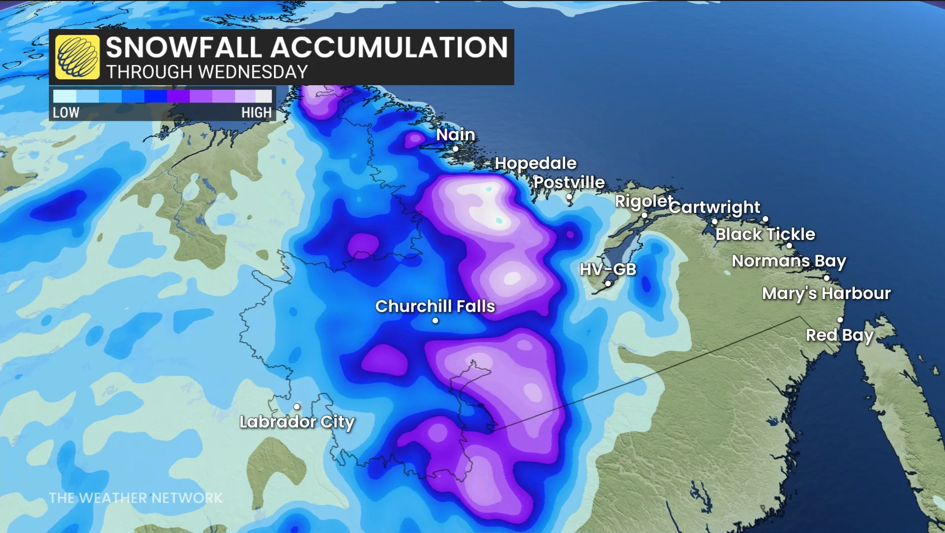 Labrador Snow Through Wednesday