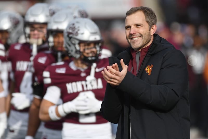 Nov 22, 2025; Missoula, MT, USA; University of Montana President Seth Bodnar looks on before the game between the Montana Grizzlies and the Montana State Bobcats at Washington-Grizzly Stadium. Mandatory Credit: Michael Thomas Shroyer-Imagn Images