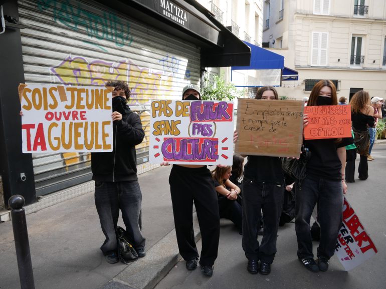 From left: Raphael and Rose, 17 and 16-year-old students at Lycee Colbert in Paris