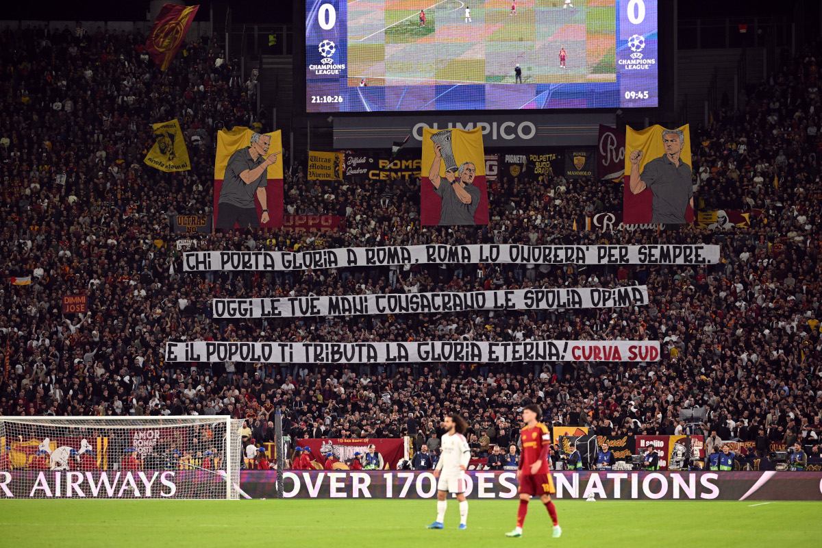 ROME, ITALY - OCTOBER 14: General view inside the stadium during the UEFA Champions League 2026/27 League Phase MD2 match between AS Roma and Real Madrid C.F. at Stadio Olimpico on October 14, 2026 in Rome, Italy. (Photo by Tullio M. Puglia/Getty Images)