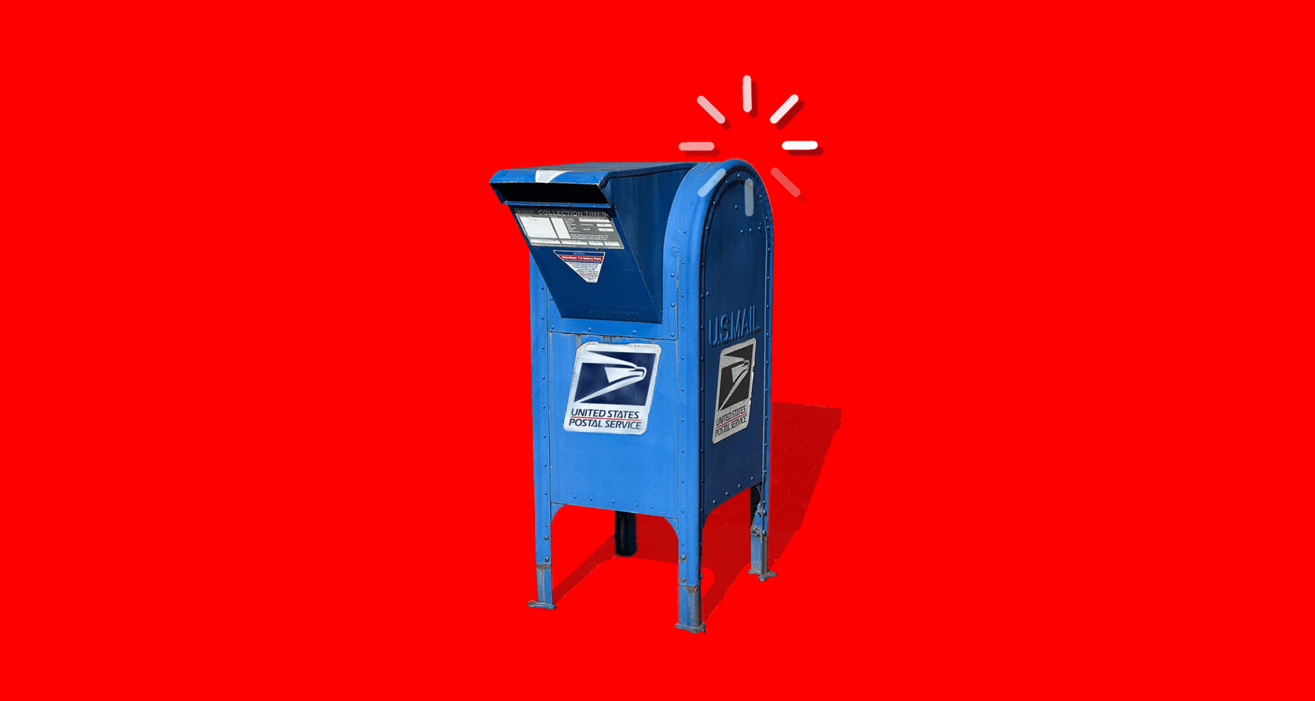 USPS mailbox with "spinning wheel of death" superimposed on top.