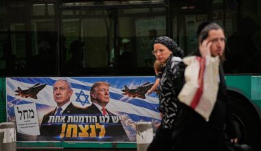 A Likud party campaign ad featuring Israeli Prime Minister Benjamin Netanyahu and President Trump in Jerusalem Monday, Oct. 26, 2026.