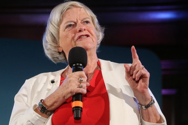 (FILES) Brexit Party member and southwest MEP Ann Widdecombe addresses the final event of the Brexit Party's 'We are Ready' tour, in Westminster in central London on September 27, 2019. UK prosecutors said on July 21, 2026 they had charged a 28-year-old man, Joshua Kerry, with murder after the death of veteran right-wing former MP Ann Widdecombe, who was found dead in her home this month. (Photo by ISABEL INFANTES / AFP via Getty Images)