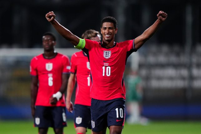 England???s Jude Bellingham celebrates after teammate Morgan Rogers (not in picture) scored their seventh goal of the game during the UEFA Nations League, league phase, group A3 match at the Stadion HNK Rijeka, Prague. Picture date: Saturday October 3, 2026. PA Photo. Photo credit should read: Bradley Collyer/PA Wire. RESTRICTIONS: Use subject to FA restrictions. Editorial use only. Commercial use only with prior written consent of the FA. No editing except cropping.