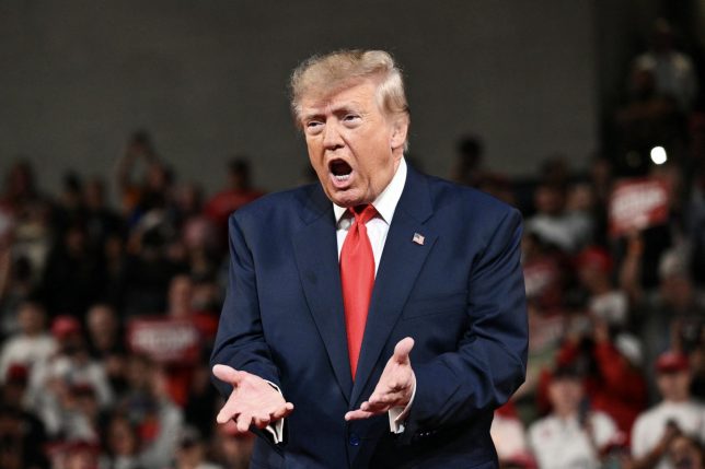 US President Donald Trump arrives to speak during a campaign rally at F&M Bank Arena in Clarksville, Tennessee on October 10, 2026. Trump is campaigning for Republican candidates ahead of the November 3 midterm election. (Photo by Mandel NGAN / AFP via Getty Images)