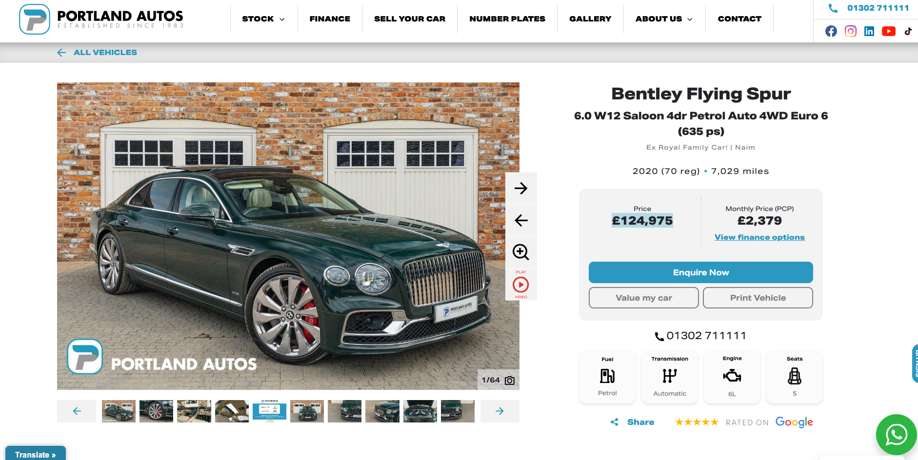 The Bentley Flying Spur was advertised as an ‘Ex Royal Family Car’