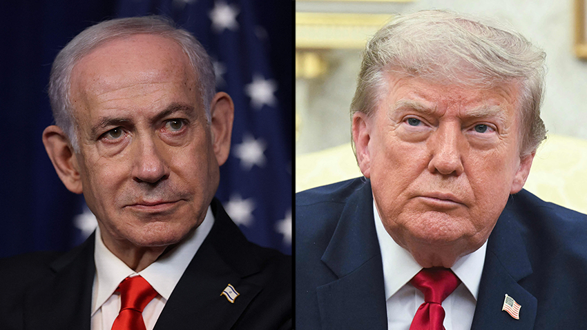 Benjamin Netanyahu, Donald Trump (Photo: SAUL LOEB/JOE RAEDLE /GETTY IMAGES NORTH AMERICA/AFP) טרמפ ונתניהו