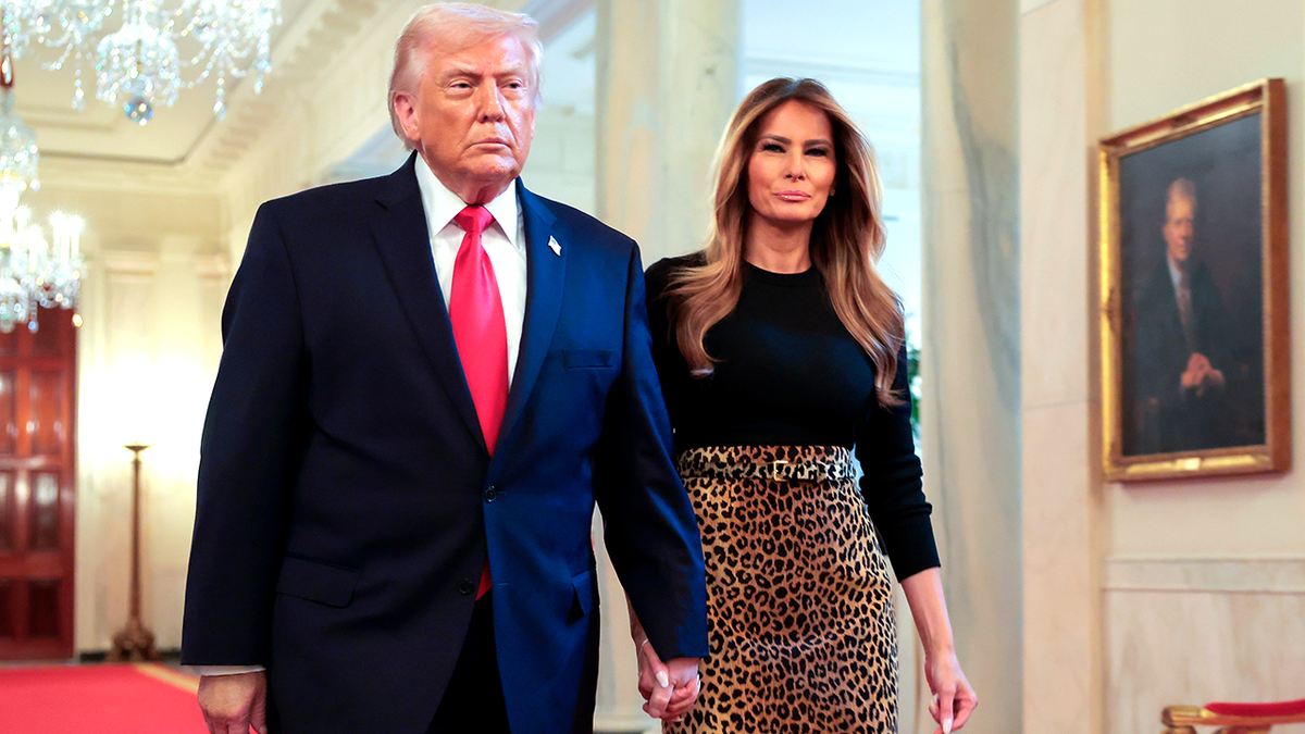 President Donald Trump and first lady Melania Trump attend White House event.