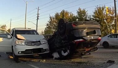 Crash leaves SUV on its roof in Guelph - CTV News