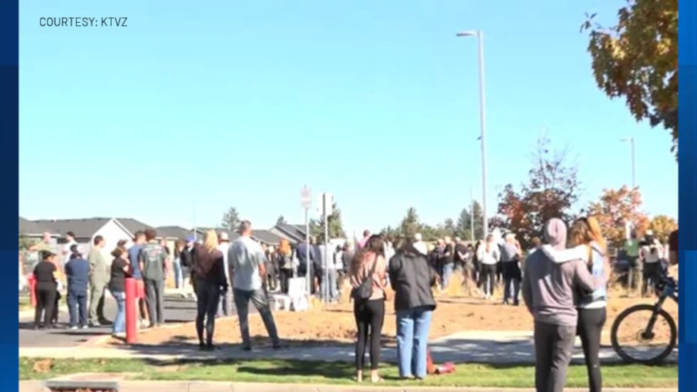 The scene outside Silver Rail Elementary School on Thursday, Oct. 15, 2026 after police...