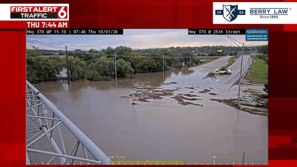 NDOT traffic cameras show water slowly receding at 25th Street.