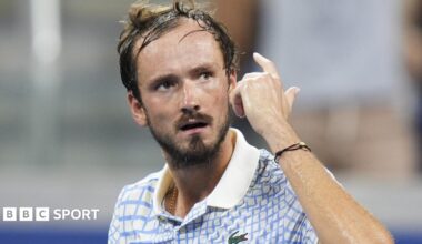 Daniil Medvedev argues with the umpire during the 2022 Australian Open
