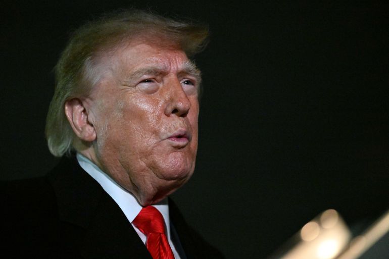 US President Donald Trump speaks with reporters upon his arrival to Joint Base Andrews, Maryland on October 10, 2026 [AFP]