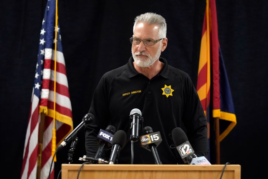 In this 2022 photo, Frank Strada talks to media in Florence, Ariz. Strada was deputy director of the Arizona Department of Corrections, Rehabilitation and Reentry before taking over as director of Tennessee's Department of Correction in 2023.