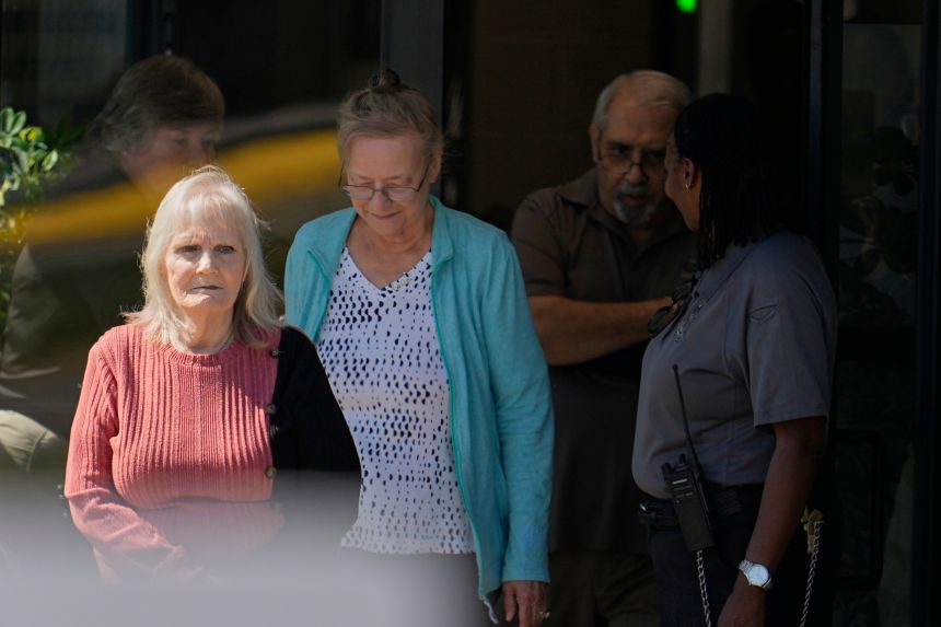 May Martinez, left, mother of murder victim Colleen Slemmer, walks out of Riverbend Maximum Security Institution during a stay of the planned execution of Christa Pike, Wednesday, Sept. 30, 2026, in Nashville, Tenn.