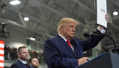 Trump pardons 2 auto workers on stage during rally in Alaska