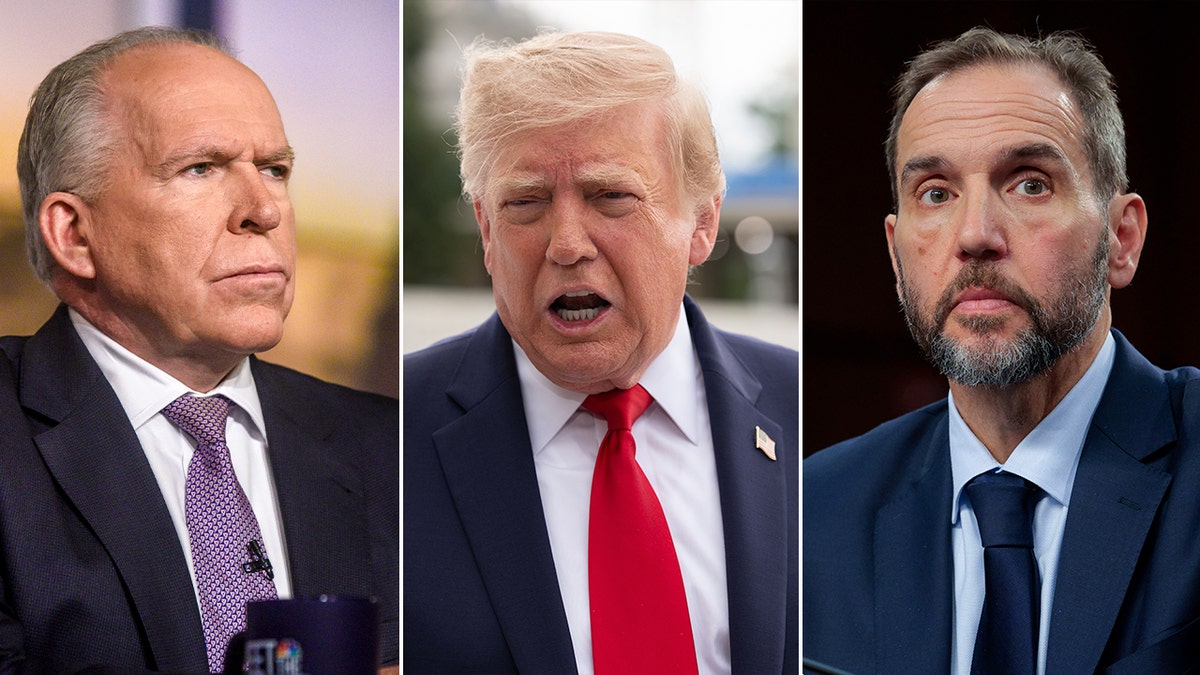 Former CIA Director John Brennan, President Donald Trump and former Special Counsel Jack Smith