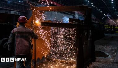 Worker at the Zaporizhstal steel plant, owned and operated by Metinvest, in Ukraine.